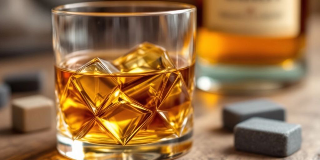 Close-up of a glass of Scotch whiskey.