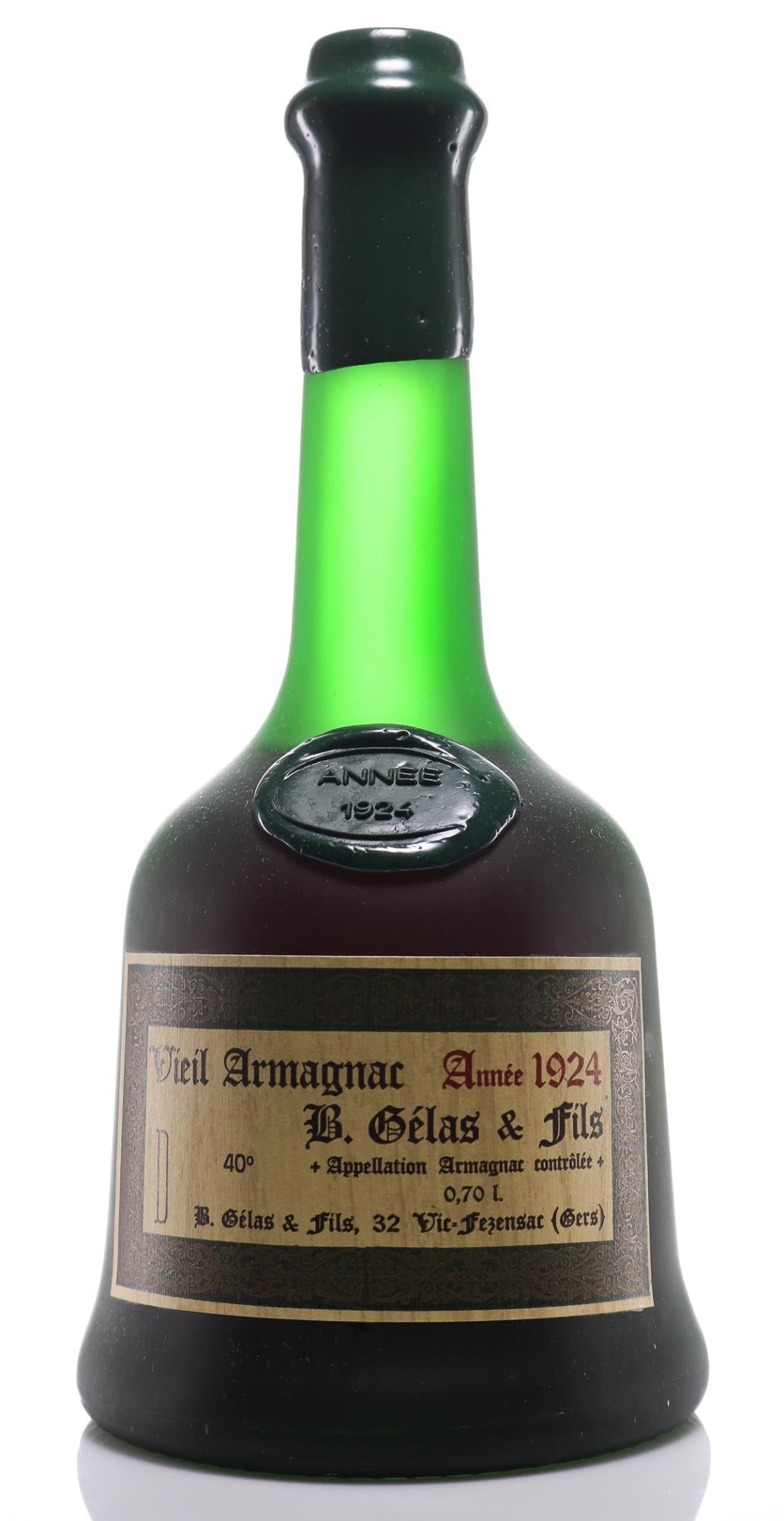 Gelas & Fils Vieil Armagnac 1924, Waxbutton-Sealed