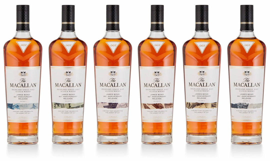 Macallan, James Bond, 60th Anniversary Release, Decade 1-6 set