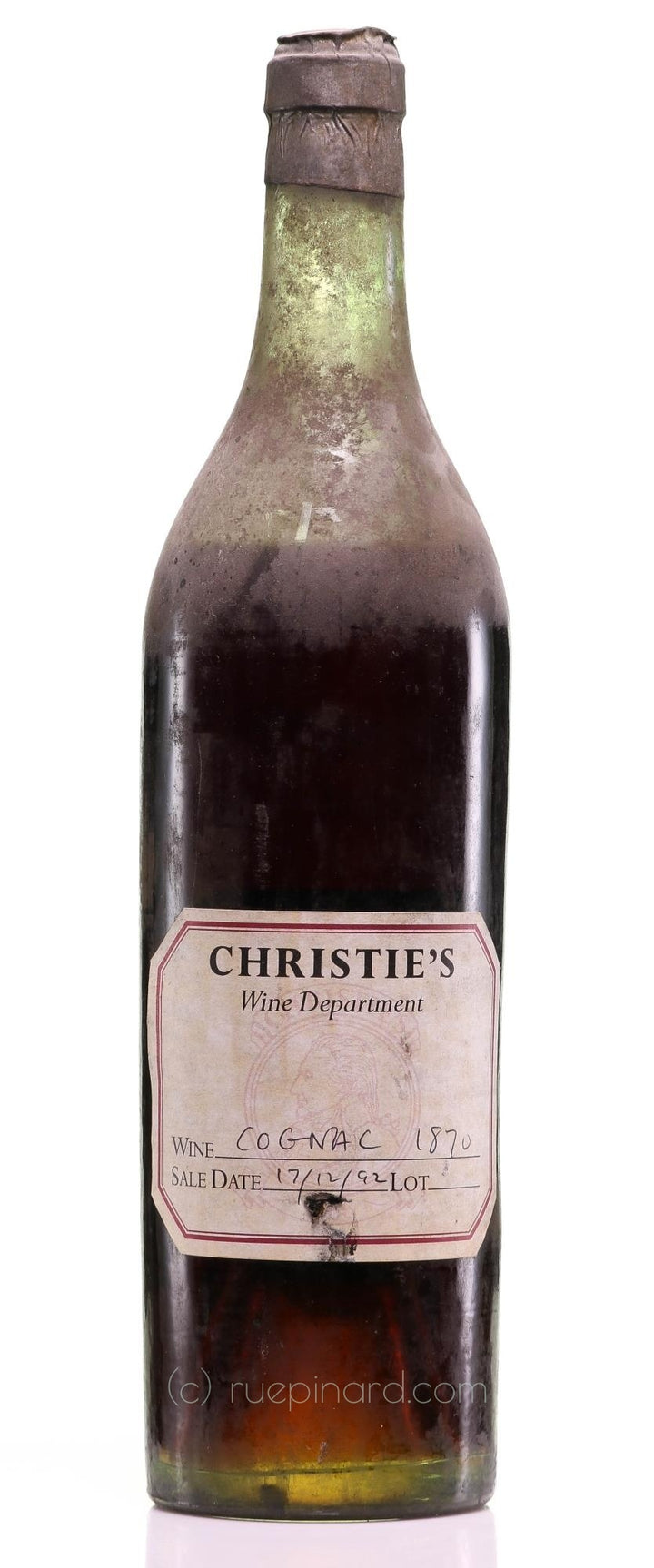 1870 Birkenhead Brewery Co. Grande Champagne Cognac - Christie's Label - Rue Pinard