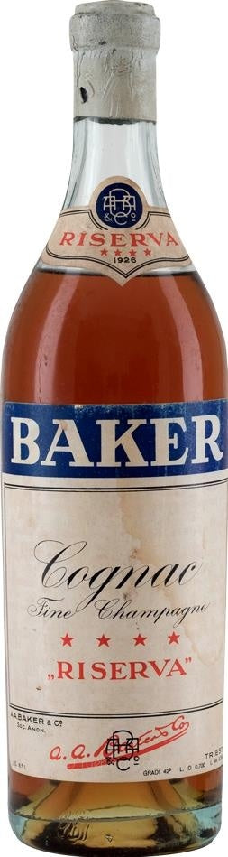 Baker's Fine Champagne Cognac 1926, Four Stars and Riserva - Rue Pinard