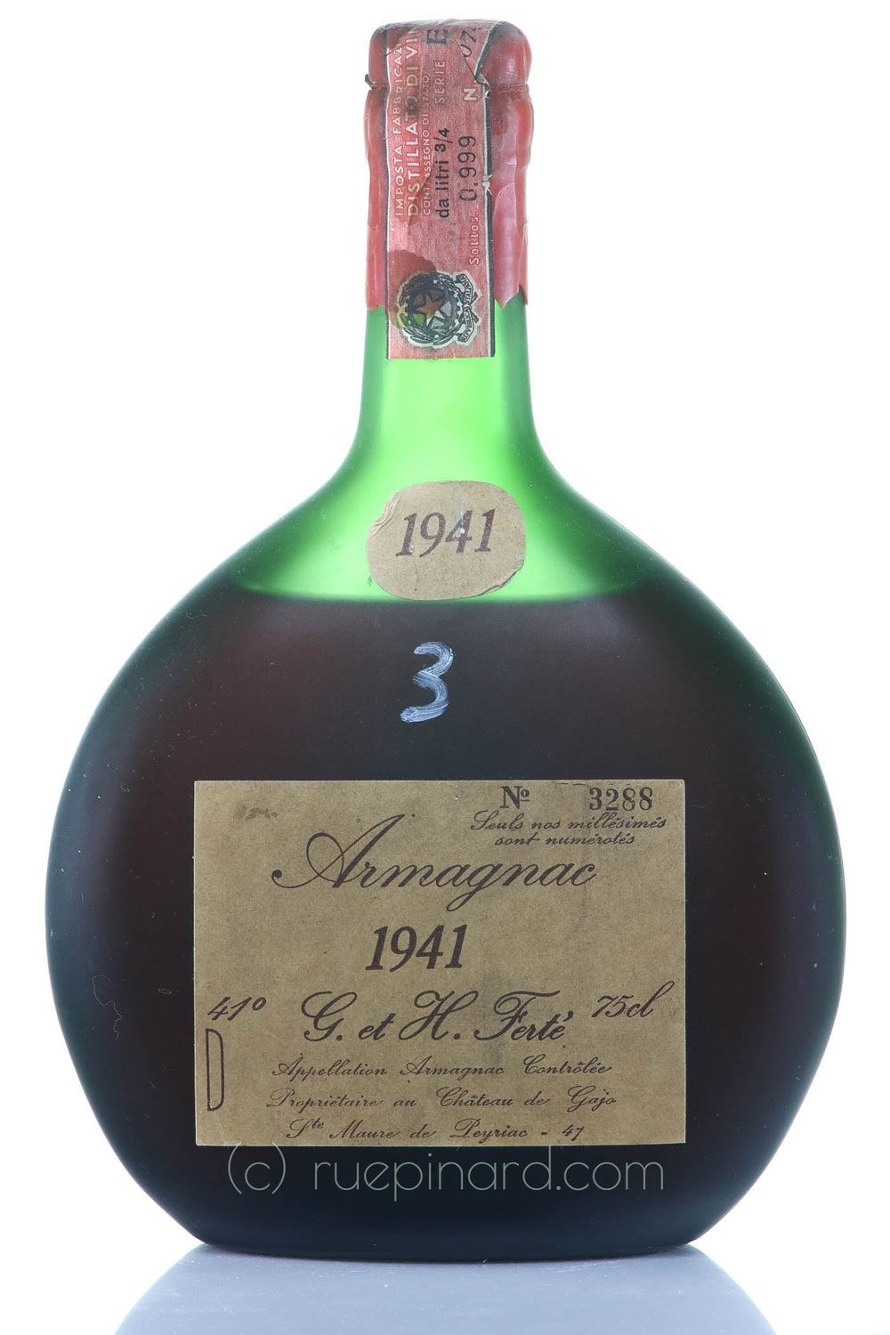 Ferté G. & H. Armagnac 1941 Chateau de Gajo Millésimé No. 3288 - Rue Pinard