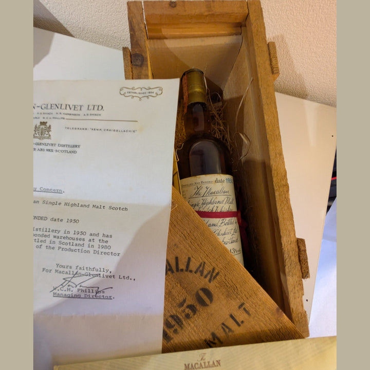 1950 The Macallan Handwritten Red Ribbon Single Malt Scotch Whisky - Rue Pinard Europe