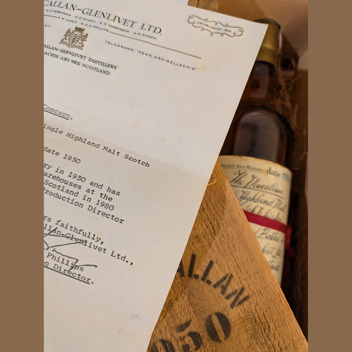 1950 The Macallan Handwritten Red Ribbon Single Malt Scotch Whisky - Rue Pinard Europe